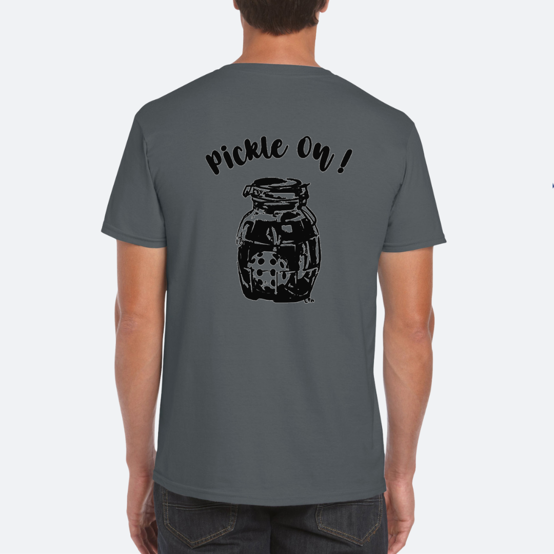 Local Pickleball T-Shirt - Abstract Pickle Jar Design (hand-painted)