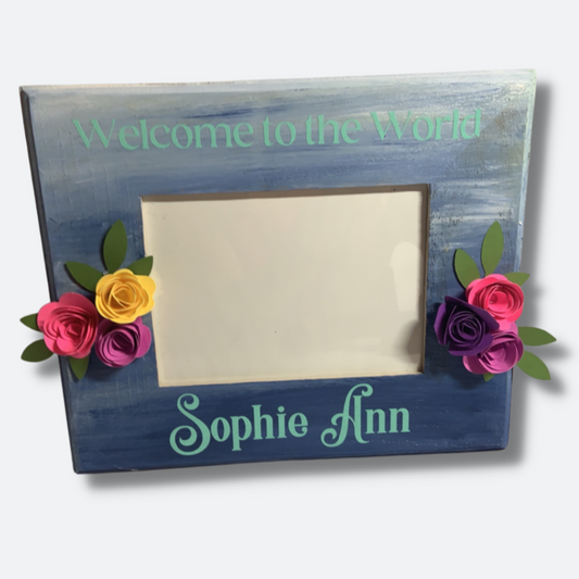 New Baby Decorated Wood Frame | ceLEBrate Baby
