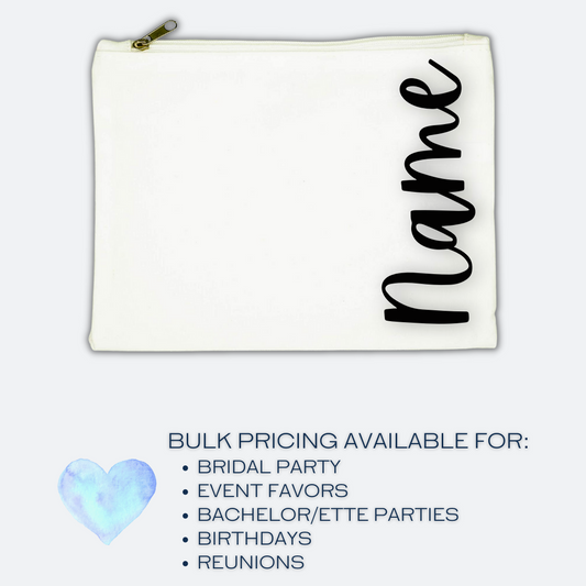 Personalized Fabric Zipper Pouch | Name or Bridal Party Title