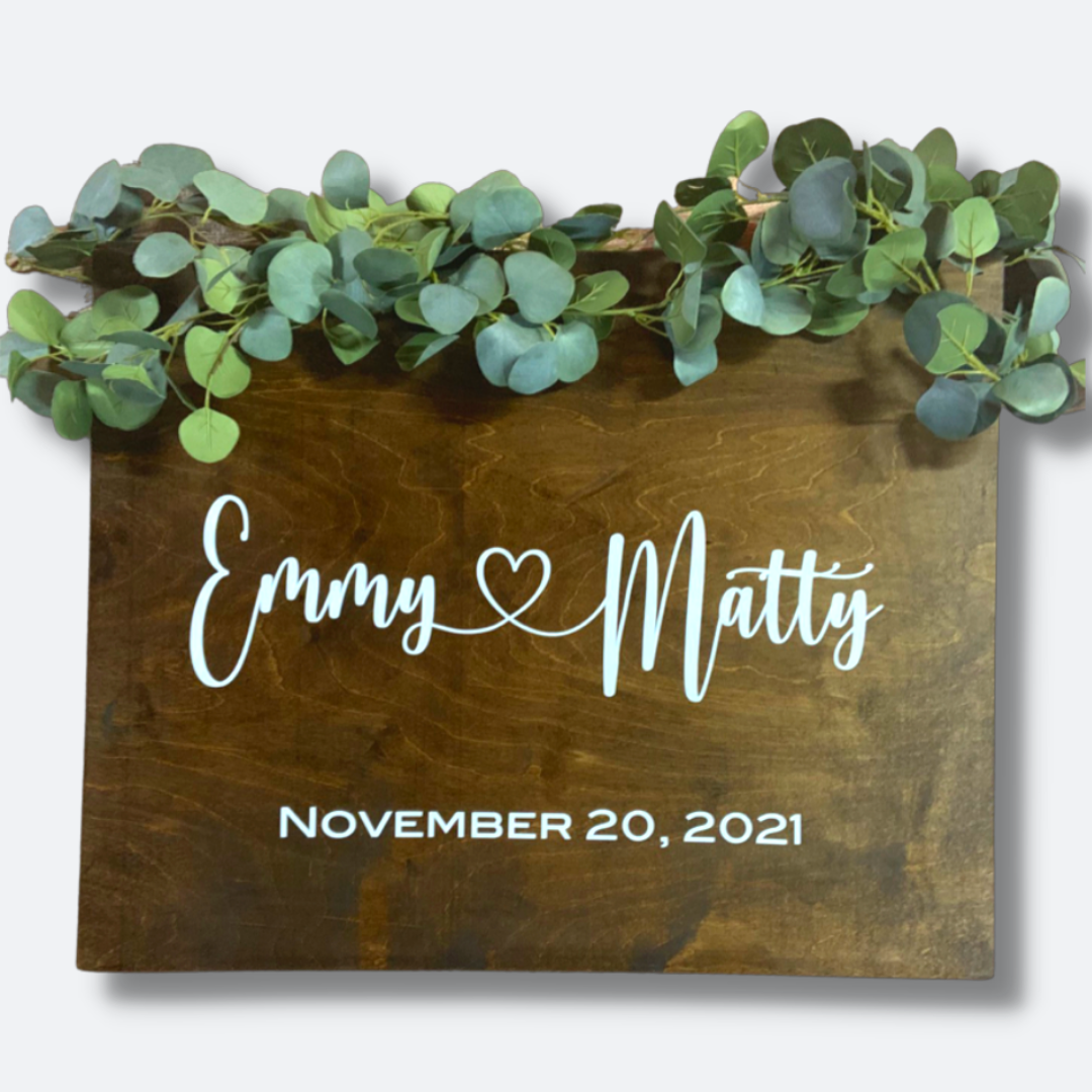 Personalized Couple Names Sign (eucalyptus)