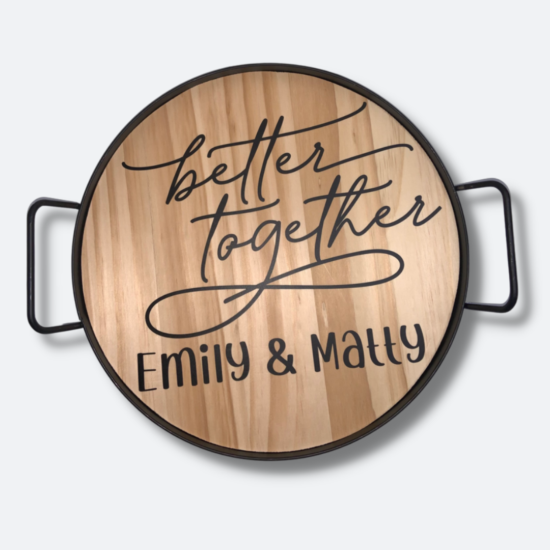 Monogrammed | Personalized Serving Tray (wood + metal)