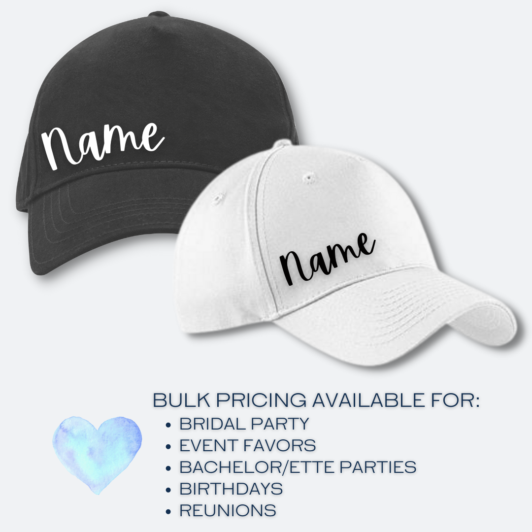 Personalized Hat | Name, Bridal Party Title or Birthday Message