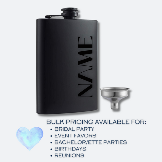 Personalized Flask | Stainless Steel Flask | Name or Bridal Party Title | Groomsman Gift
