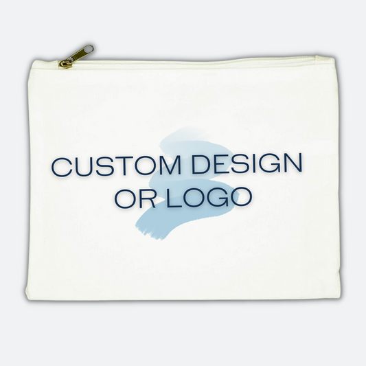 Branded Zipper Pouch | White Fabric Pouch