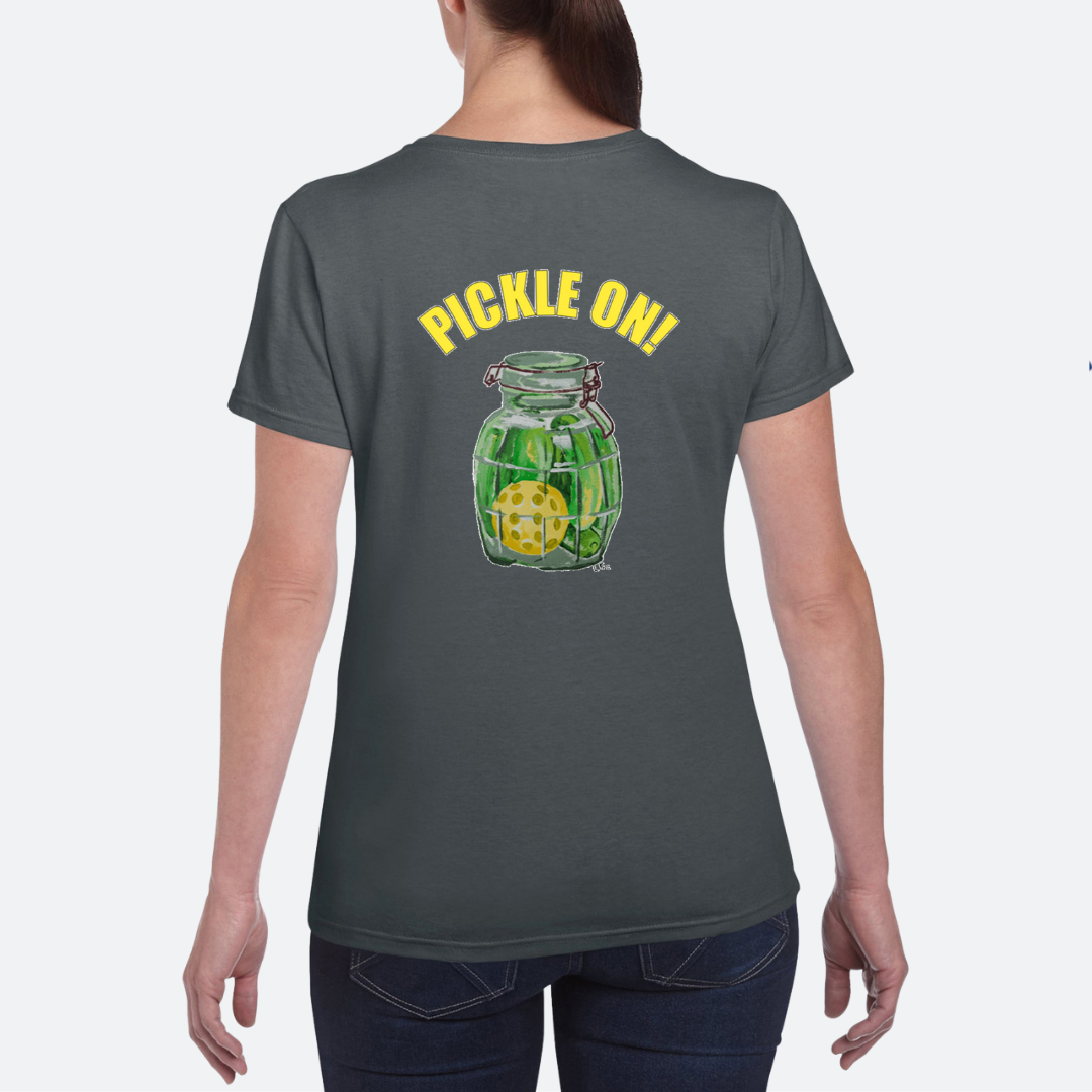 Local Pickleball T-Shirt - Pickle Jar Design (hand-painted)