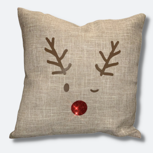 Winking Rudolph | Holiday Pillow Cover