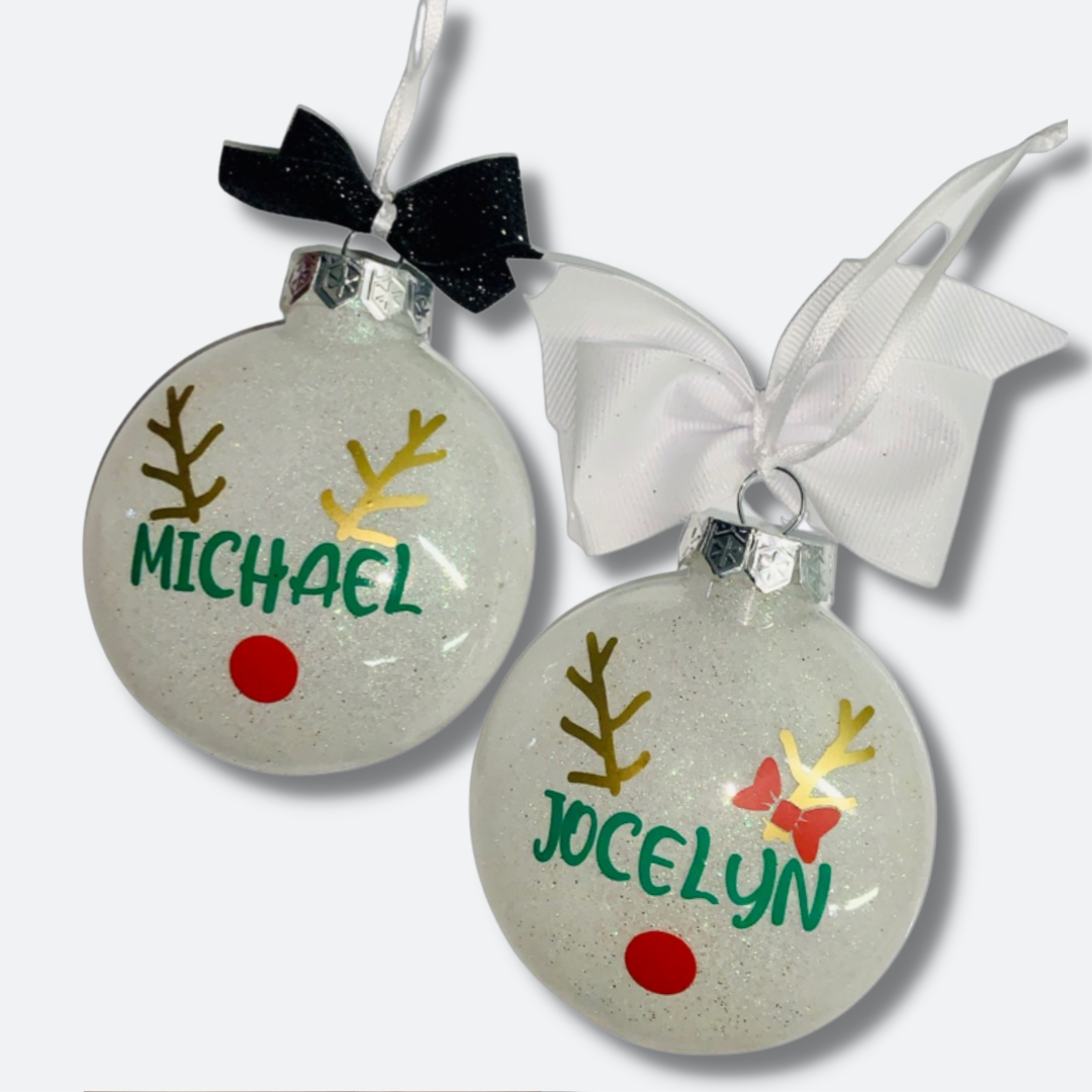 Name-deer Reindeer |  Personalized Glitterized Ornaments