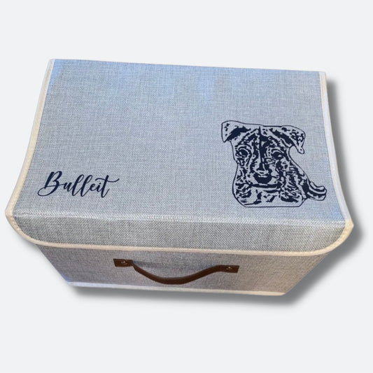 Pet Portrait Toy Box | Dog Toy Storage | Abstract Portrait Bin