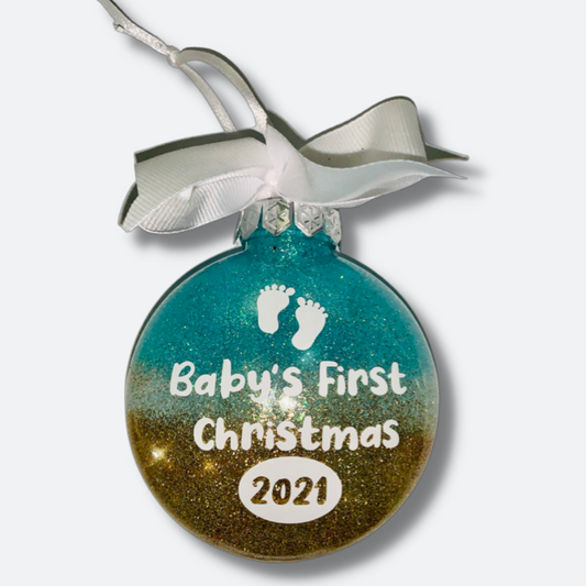 Baby's First Christmas 2023 | Personalized Glitterized Ornaments
