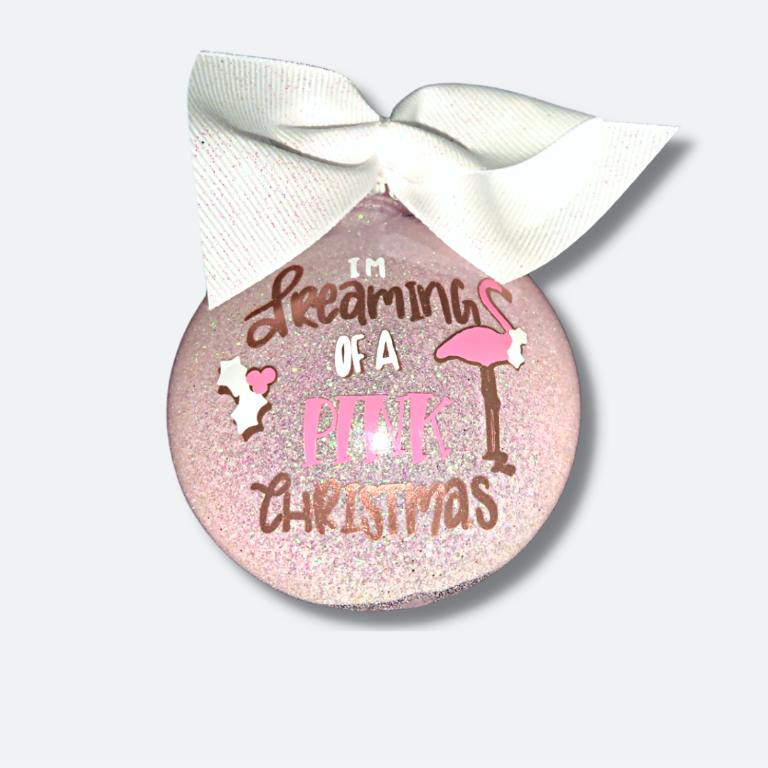 Pink Christmas | Personalized Glitterized Ornaments