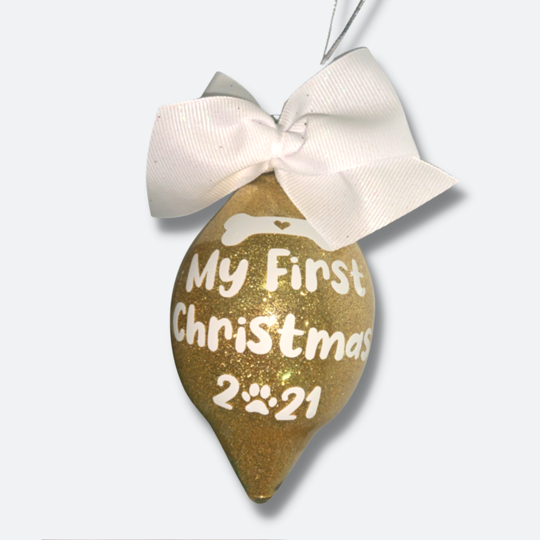 My First Christmas 2022 - with PAWS | Personalized Glitterized Ornaments