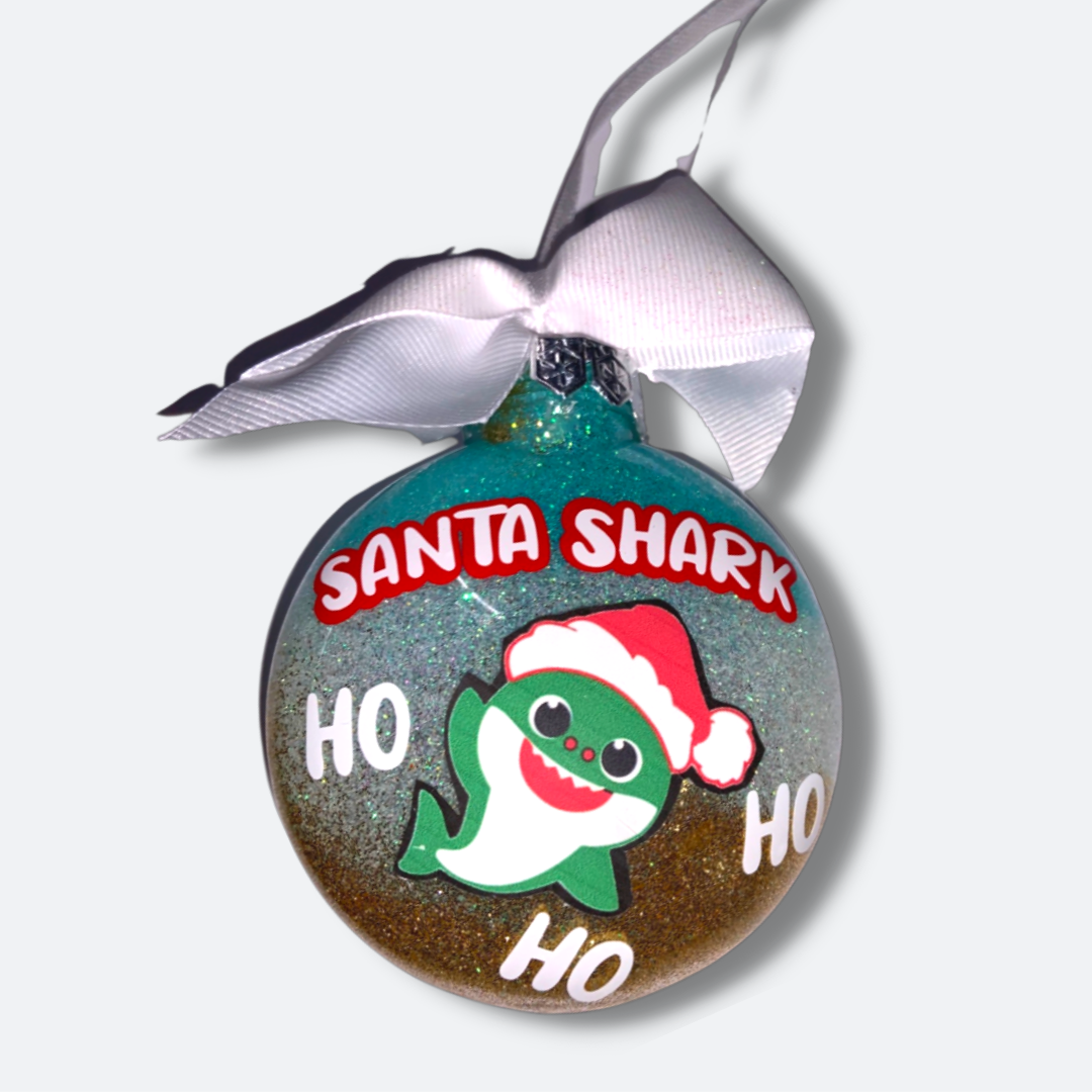 Santa Shark | Personalized Glitterized Ornaments