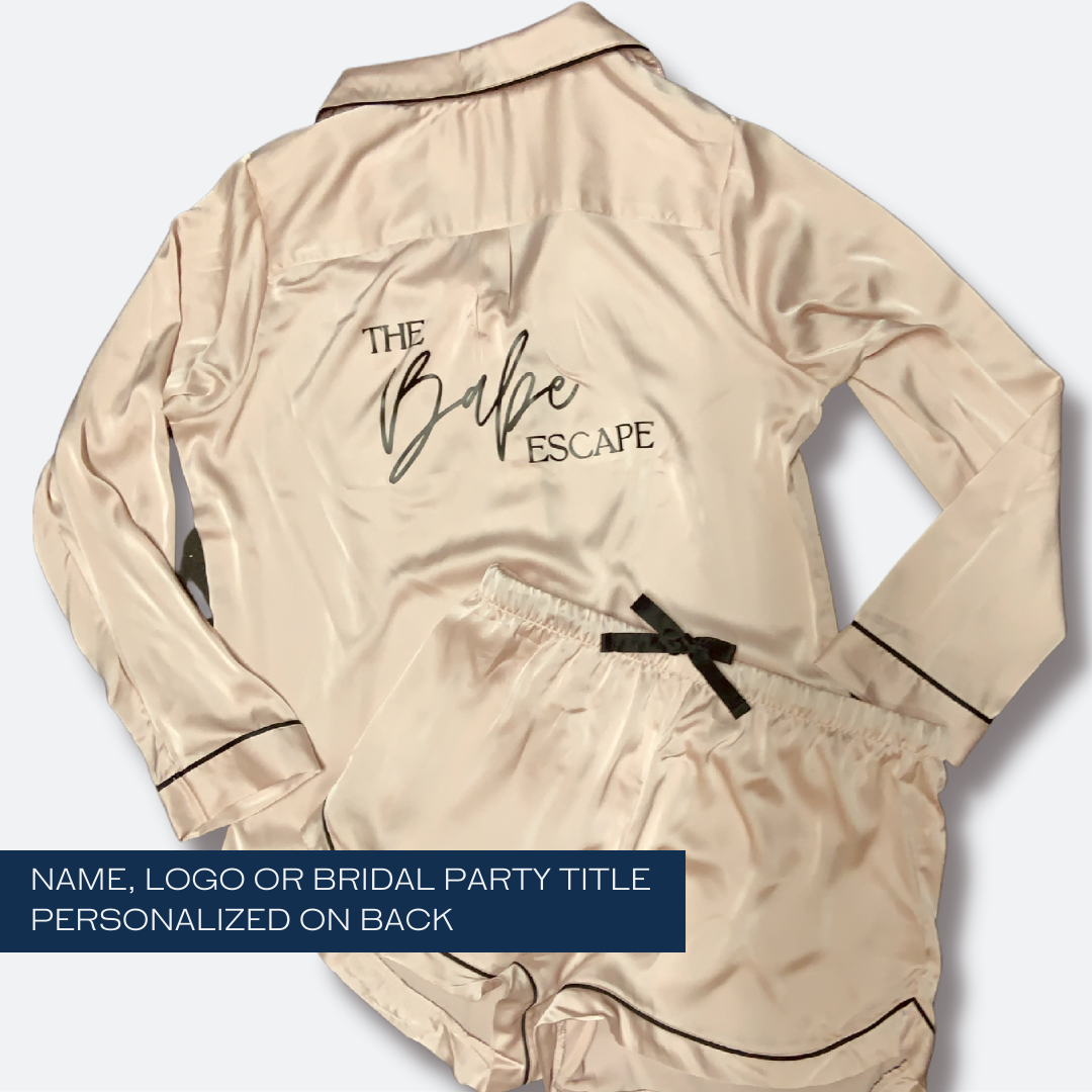 Personalized Pajama Set | Branded Jammies | Satin Slumber Party Set