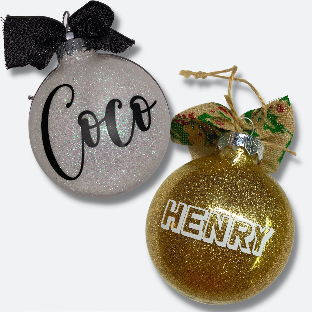 My First Christmas 2023 - with PAWS | Personalized Glitterized Ornaments