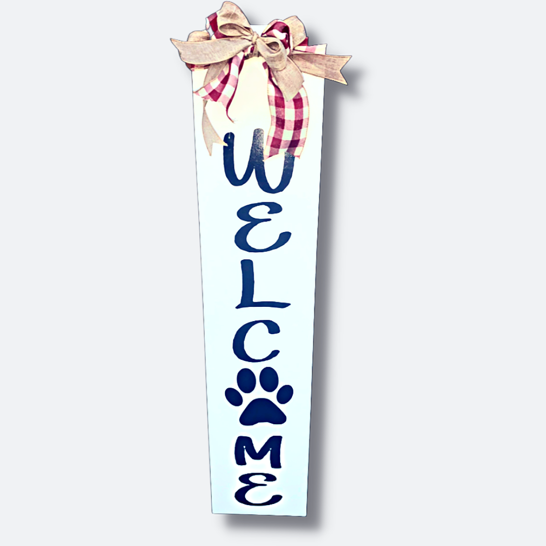 Personalized Porch Leaner | Welcome Paw Print | 4 foot