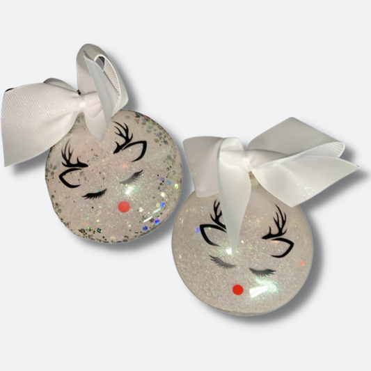 Rudolph with Lashes | Personalized Glitterized Ornaments