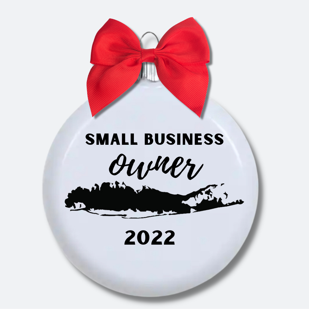 Shop Small Biz LI Ornament | Owner's Ornament | Personalized Glitterized Ornaments