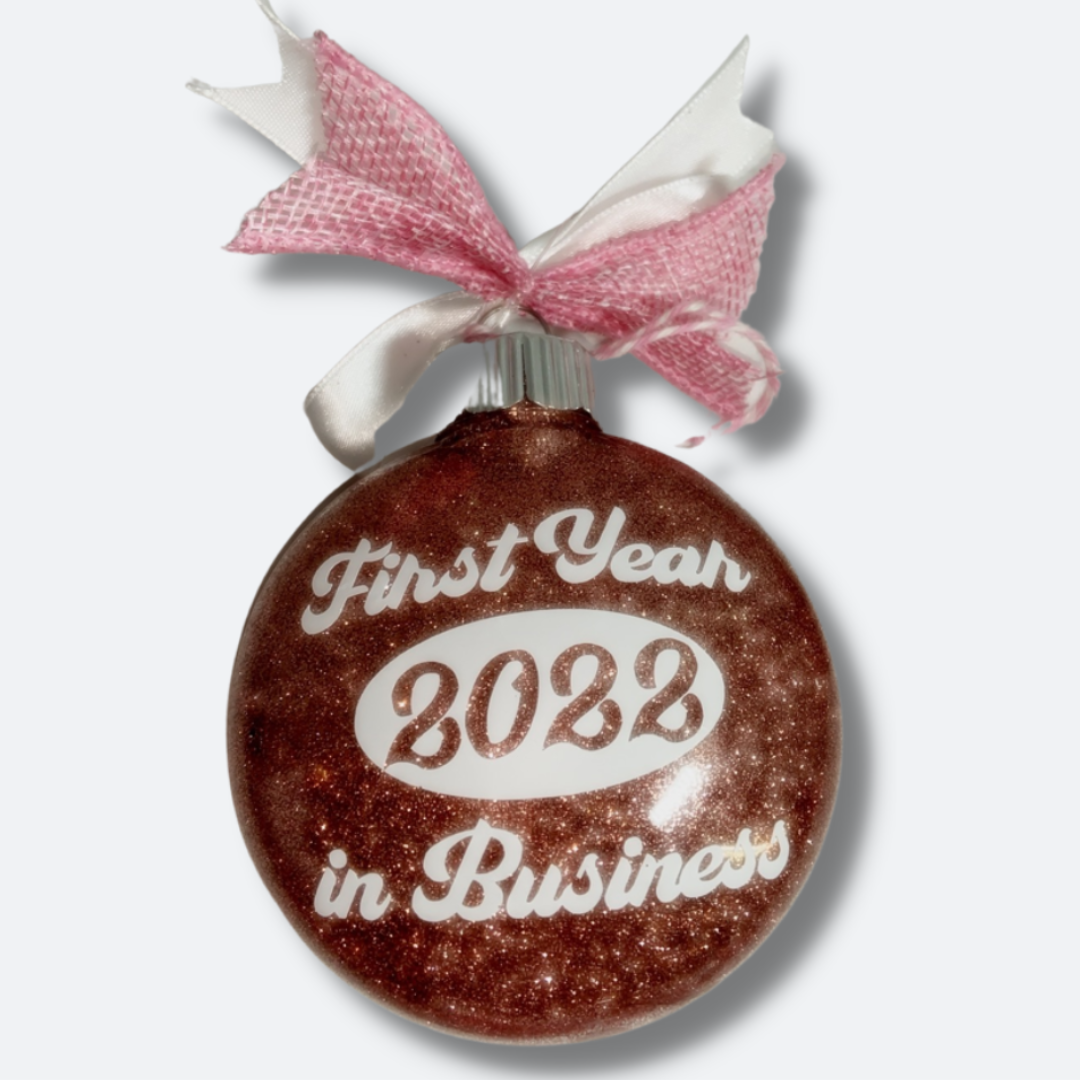 First Year in Business - 2022 - Ornament | Pink Glitterized Ornaments